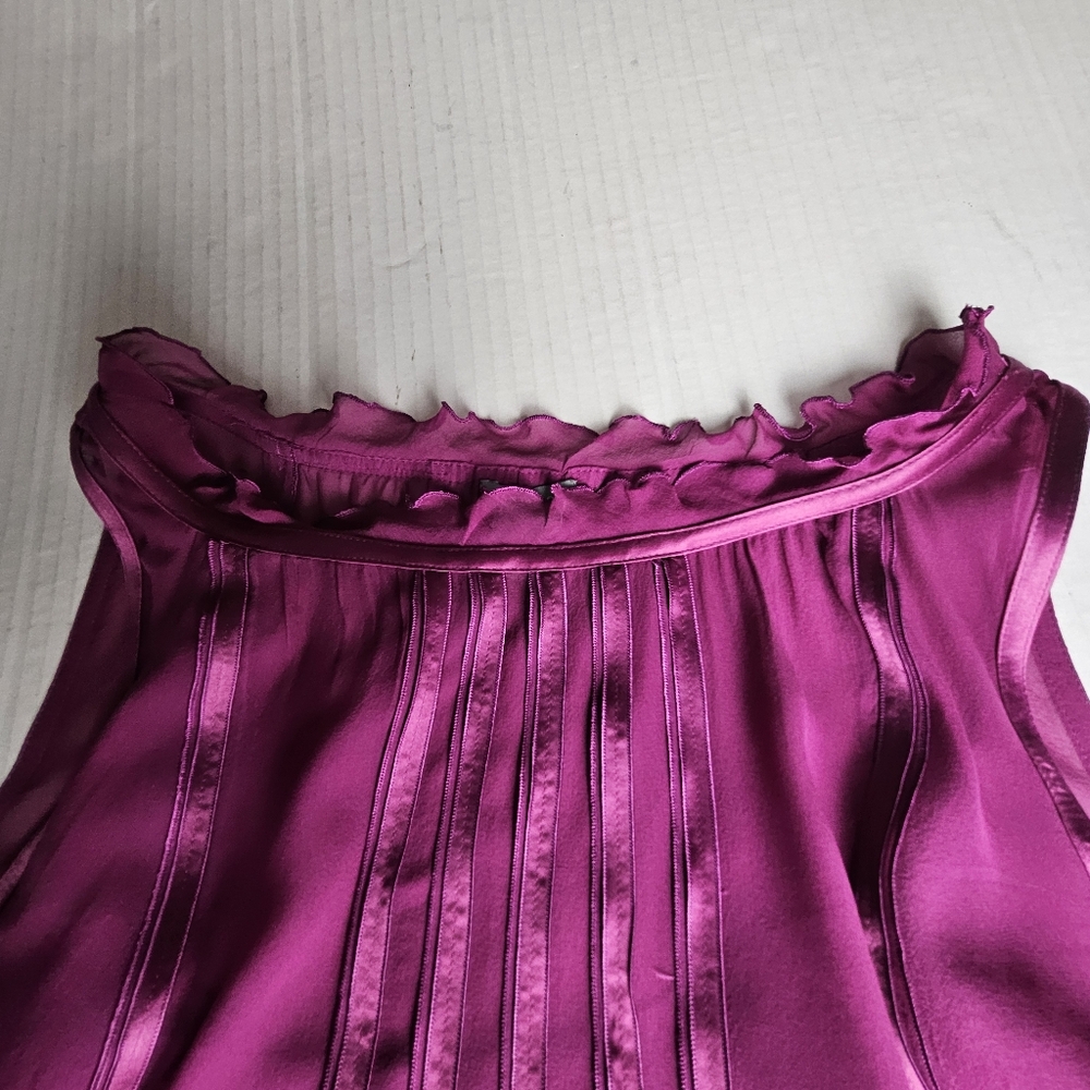 Ann Taylor Women Berry Feminine Silk Top Size 14 - Picture 8 of 12